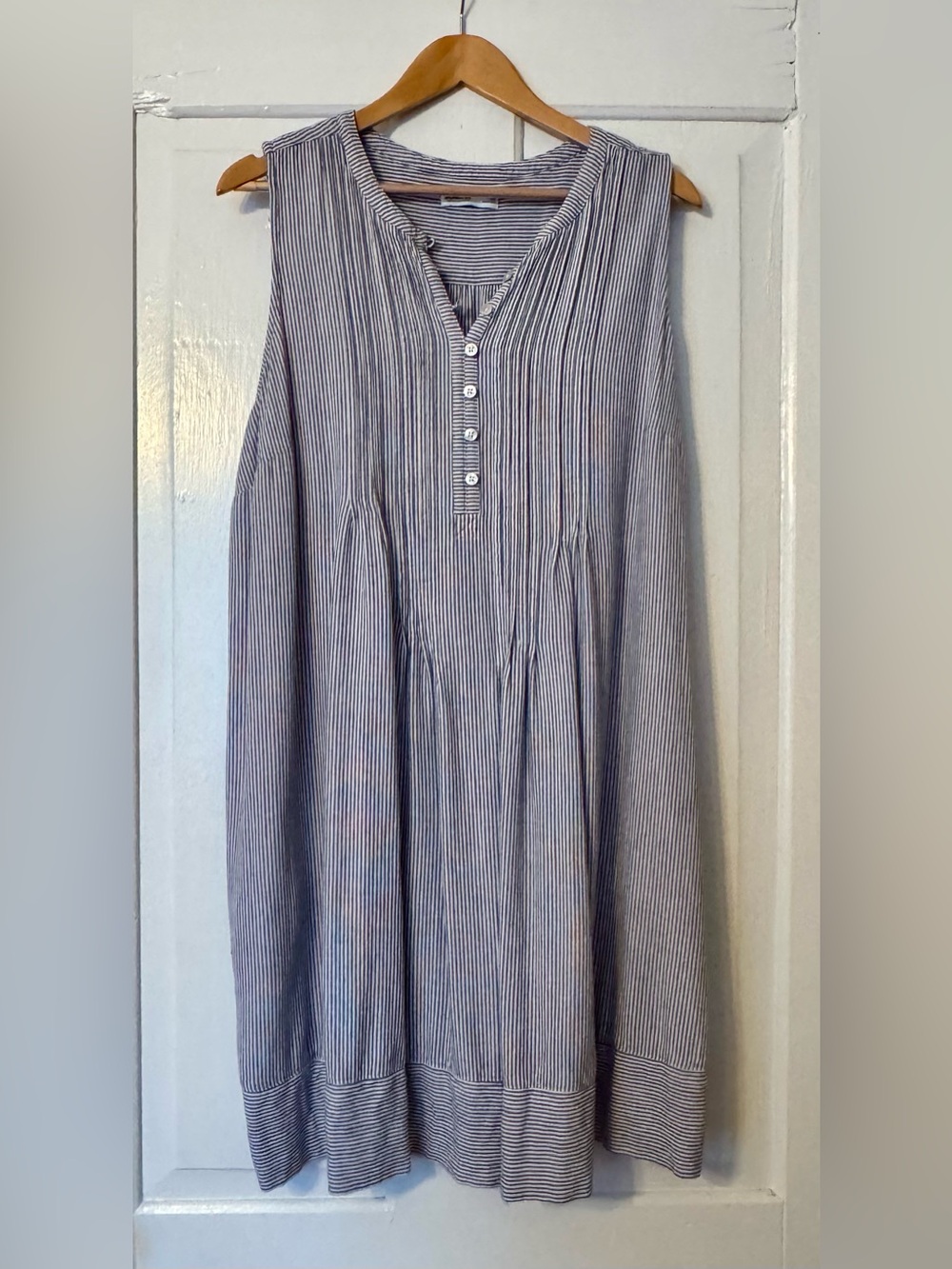 Sonoma Navy and White Striped Sleeveless Henley Tank Dress